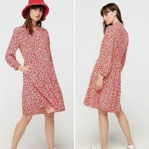 J. Crew Red Floral Midi Dress